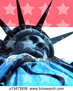 Stock Illustration - close up statue 
of liberty with 
flag background. 
fotosearch - search 
clipart, illustration, 
drawings and vector 
eps graphics images