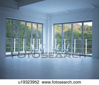 Banco de Imagem - quatro,  cadeiras, 
 colocado,  contra, 
 vidro,  portas, 
 casa. fotosearch 
- busca de fotos, 
imagens e clipart