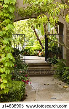 Stock Image - detail of open-gated 
archway with foliage. 
fotosearch - search 
stock photos, 
pictures, images, 
and photo clipart