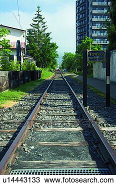 Stock Photo - old railway track 
in otaru, hokkaido, 
japan. fotosearch 
- search stock 
photos, pictures, 
images, and photo 
clipart