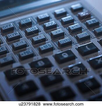 Banco de Imagem - empurrão,  botão, 
 calculadora, 
 close-up. fotosearch 
- busca de fotos, 
imagens e clipart