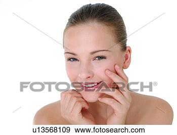 Stock Photograph - portrait of a 
young woman smiling. 
fotosearch - search 
stock photos, 
pictures, images, 
and photo clipart