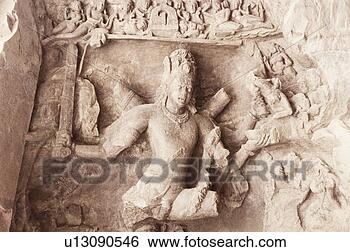 Stock Photo - close-up of a
sculpture curved
on the wall of
a cave, elephanta.
fotosearch - search
stock photos,
pictures, images,
and photo clipart