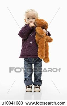 Stock Photography - young caucasian 
female toddler 
sucking her thumb 
and holding her. 
fotosearch - search 
stock photos, 
pictures, images, 
and photo clipart