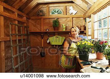 Stock Photo - portrait of a 
mature woman standing 
near potted plants. 
fotosearch - search 
stock photos, 
pictures, images, 
and photo clipart