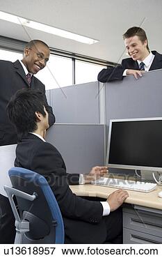 Picture - three businessmen 
talking in office. 
fotosearch - search 
stock photos, 
pictures, images, 
and photo clipart