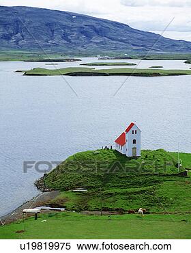 Stock Image - aerial view of 
a building located 
near seacoast, 
iceland. fotosearch 
- search stock 
photos, pictures, 
images, and photo 
clipart