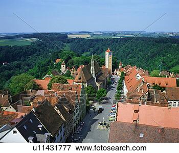 Picture - aerial view of 
town in rothenburg, 
germany. fotosearch 
- search stock 
photos, pictures, 
images, and photo 
clipart
