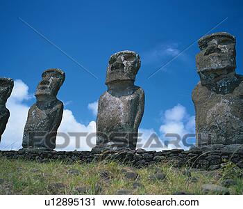 Stock Photography - statues of moai 
in easter island. 
fotosearch - search 
stock photos, 
pictures, images, 
and photo clipart
