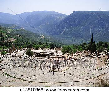 Stock Photo - tourists visiting 
archaeological 
site in delphi, 
greece. fotosearch 
- search stock 
photos, pictures, 
images, and photo 
clipart