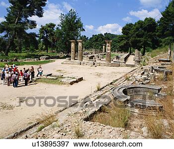 Picture - tourists visiting 
archaeological 
site in olympia, 
greece. fotosearch 
- search stock 
photos, pictures, 
images, and photo 
clipart