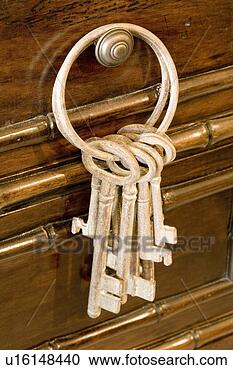 Stock Photography - antique key ring 
hanging from dresser 
knob. fotosearch 
- search stock 
photos, pictures, 
images, and photo 
clipart
