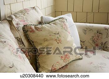 Stock Photography - detail of floral 
sofa with pillows. 
fotosearch - search 
stock photos, 
pictures, images, 
and photo clipart
