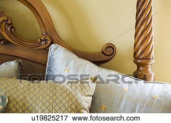 Picture - elegant bed frame 
and pillows. fotosearch 
- search stock 
photos, pictures, 
images, and photo 
clipart