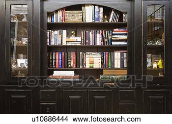 Stock Photo - dark wood bookshelf. 
fotosearch - search 
stock photos, 
pictures, images, 
and photo clipart