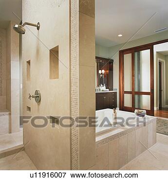Picture - elegant contemporary 
master bathroom. 
fotosearch - search 
stock photos, 
pictures, images, 
and photo clipart