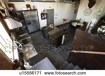 Stock Photography - high perspective 
oof modern kitchen. 
fotosearch - search 
stock photos, 
pictures, images, 
and photo clipart