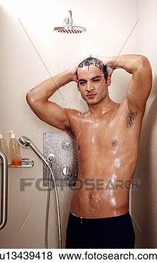 Stock Photo - man taking a shower 
at the gym. fotosearch 
- search stock 
photos, pictures, 
images, and photo 
clipart