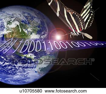 Stock Photography - planet earth a 
butterfly in space 
on a data stream 
of binary ones 
and. fotosearch 
- search stock 
photos, pictures, 
images, and photo 
clipart