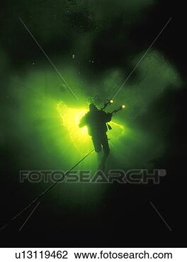 Stock Photo - scuba diver in 
underwater cave. 
fotosearch - search 
stock photos, 
pictures, images, 
and photo clipart