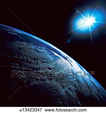 Image - planète, la terre, étoile, espace. fotosearch - recherchez des photos, des images et des cliparts