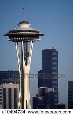 Stock Photo - space needle standing 
tall with seattle 
skyscrapers. fotosearch 
- search stock 
photos, pictures, 
images, and photo 
clipart