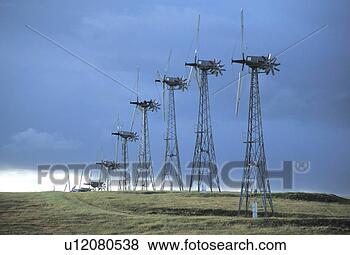 Stock Photo - row of windmills. 
fotosearch - search 
stock photos, 
pictures, images, 
and photo clipart