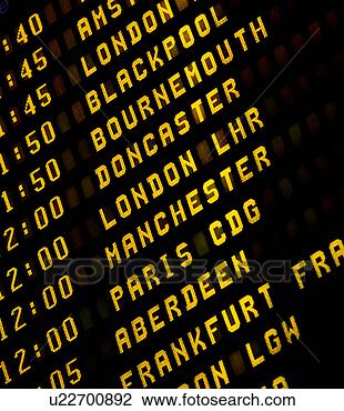 Stock Photo - list of cities 
on board at european 
airport. fotosearch 
- search stock 
photos, pictures, 
images, and photo 
clipart