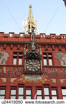 Stock Photography - basel city hall 
with clock of 
fine furnishings 
and fine paintings 
on. fotosearch 
- search stock 
photos, pictures, 
images, and photo 
clipart
