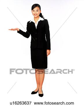 Picture - an asian woman 
in a suit holds 
her hand out as 
if she is selling 
a. fotosearch 
- search stock 
photos, pictures, 
images, and photo 
clipart