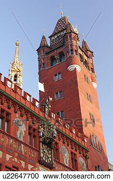 Stock Photography - basel city hall 
with bright red 
facades - basel 
switzerland. fotosearch 
- search stock 
photos, pictures, 
images, and photo 
clipart