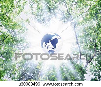 Stock Illustration - globe and forest, 
 cg,  3d,  composite, 
 photography, 
 lens flare. fotosearch 
- search clipart, 
illustration, 
drawings and vector 
eps graphics images