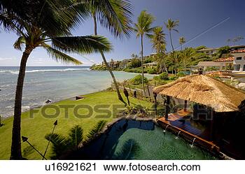 Stock Photography - view from above 
of pool and jacuzzi 
with cabana. fotosearch 
- search stock 
photos, pictures, 
images, and photo 
clipart