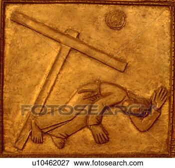 Picture - stations of the 
cross number nine 
jesus falling 
over with cross. 
fotosearch - search 
stock photos, 
pictures, images, 
and photo clipart