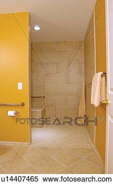 Stock Image - beautiful shower 
in an exquisite 
home featuring 
universal design 
-. fotosearch 
- search stock 
photos, pictures, 
images, and photo 
clipart