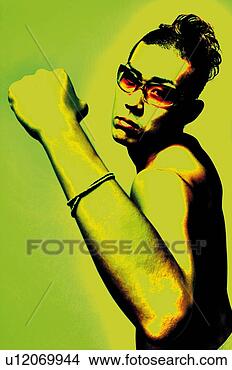 Stock Photo - young adult man 
posing, photography, 
cg, side view, 
toned image. fotosearch 
- search stock 
photos, pictures, 
images, and photo 
clipart