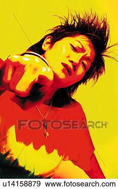 Stock Photograph - young adult man 
posing, photography, 
cg, front view, 
toned image. fotosearch 
- search stock 
photos, pictures, 
images, and photo 
clipart
