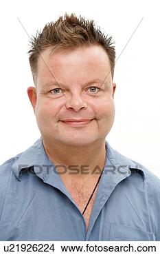 Stock Photo - overweight man 
smiling, portrait. 
fotosearch - search 
stock photos, 
pictures, images, 
and photo clipart