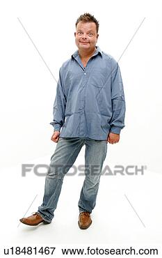 Picture - overweight man 
wearing jeans 
and casual shirt, 
full length. fotosearch 
- search stock 
photos, pictures, 
images, and photo 
clipart