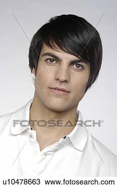 Stock Photo - portrait of attractive 
young man wearing 
white polo-shirt. 
fotosearch - search 
stock photos, 
pictures, images, 
and photo clipart