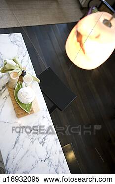 Stock Image - marble bar with 
tea set, high 
angle. fotosearch 
- search stock 
photos, pictures, 
images, and photo 
clipart