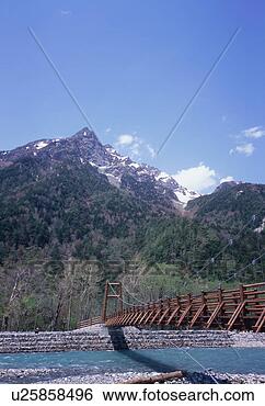 Stock Photo - myojin bridge 
in kamikochi, 
nagano prefecture, 
japan. fotosearch 
- search stock 
photos, pictures, 
images, and photo 
clipart