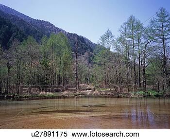 Stock Image - tashiro pond in 
kamikochi, nagano 
prefecture, japan. 
fotosearch - search 
stock photos, 
pictures, images, 
and photo clipart