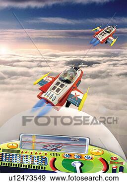 Stock Illustration - toy, airplane 
in the future, 
high angle view. 
fotosearch - search 
clipart, illustration, 
drawings and vector 
eps graphics images
