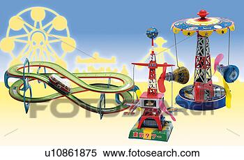 Stock Illustration - toy, amusement 
park, high angle 
view. fotosearch 
- search clipart, 
illustration, 
drawings and vector 
eps graphics images