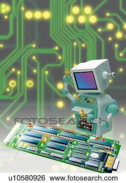 Stock Illustration - toy doll, robot 
repairing the 
personal computer, 
high angle view. 
fotosearch - search 
clipart, illustration, 
drawings and vector 
eps graphics images