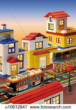 Stock Illustration - toy, railroad 
station, high 
angle view. fotosearch 
- search clipart, 
illustration, 
drawings and vector 
eps graphics images