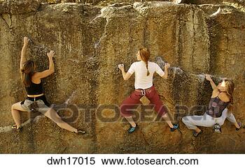 Stock Image - women rock climbing. 
fotosearch - search 
stock photos, 
pictures, images, 
and photo clipart