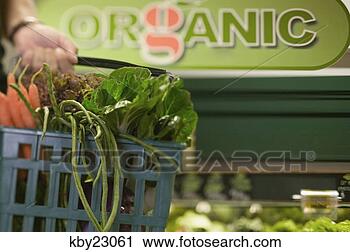 Stock Photography - basket in organic 
produce aisle 
of grocery store. 
fotosearch - search 
stock photos, 
pictures, images, 
and photo clipart