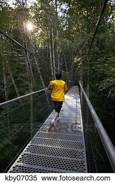 Stock Image - boy running across 
bridge. fotosearch 
- search stock 
photos, pictures, 
images, and photo 
clipart
